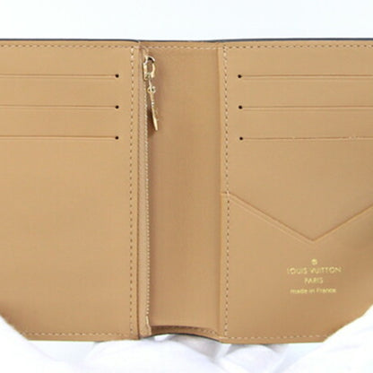 Louis Vuitton Bi-Fold Wallet Lv Vertical Compact M81561 Noir Taurillon Leather Mini Black Beige