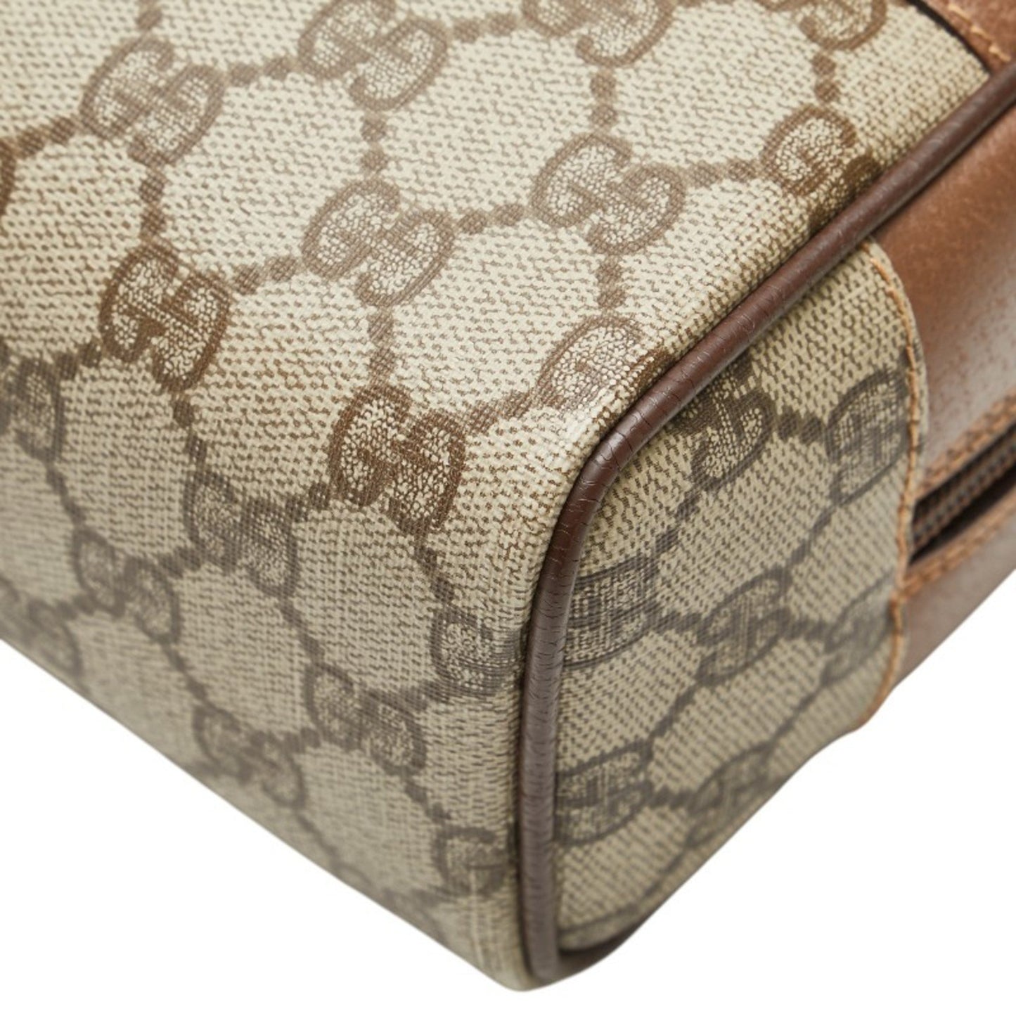 Gucci Gg Supreme Second Bag 014 58 6087 Beige Brown Pvc Leather