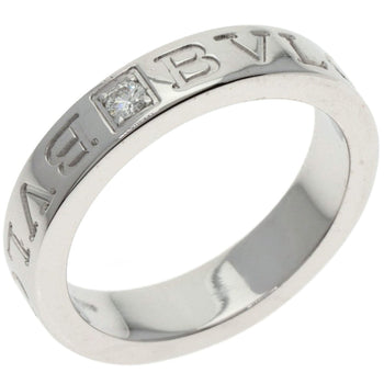 Bvlgari Double Logo 1P Diamond Ring In 18K White Gold