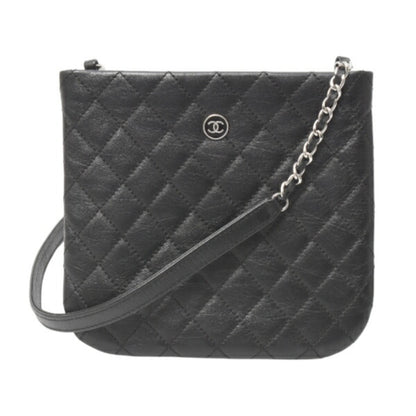 Chanel Chain Shoulder Bag Matelasse Uniform Coco Button Calf Leather Black