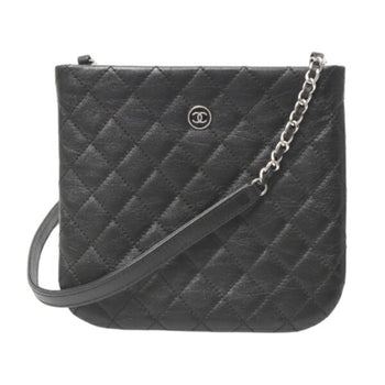 Chanel Chain Shoulder Bag Matelasse Uniform Coco Button Calf Leather Black