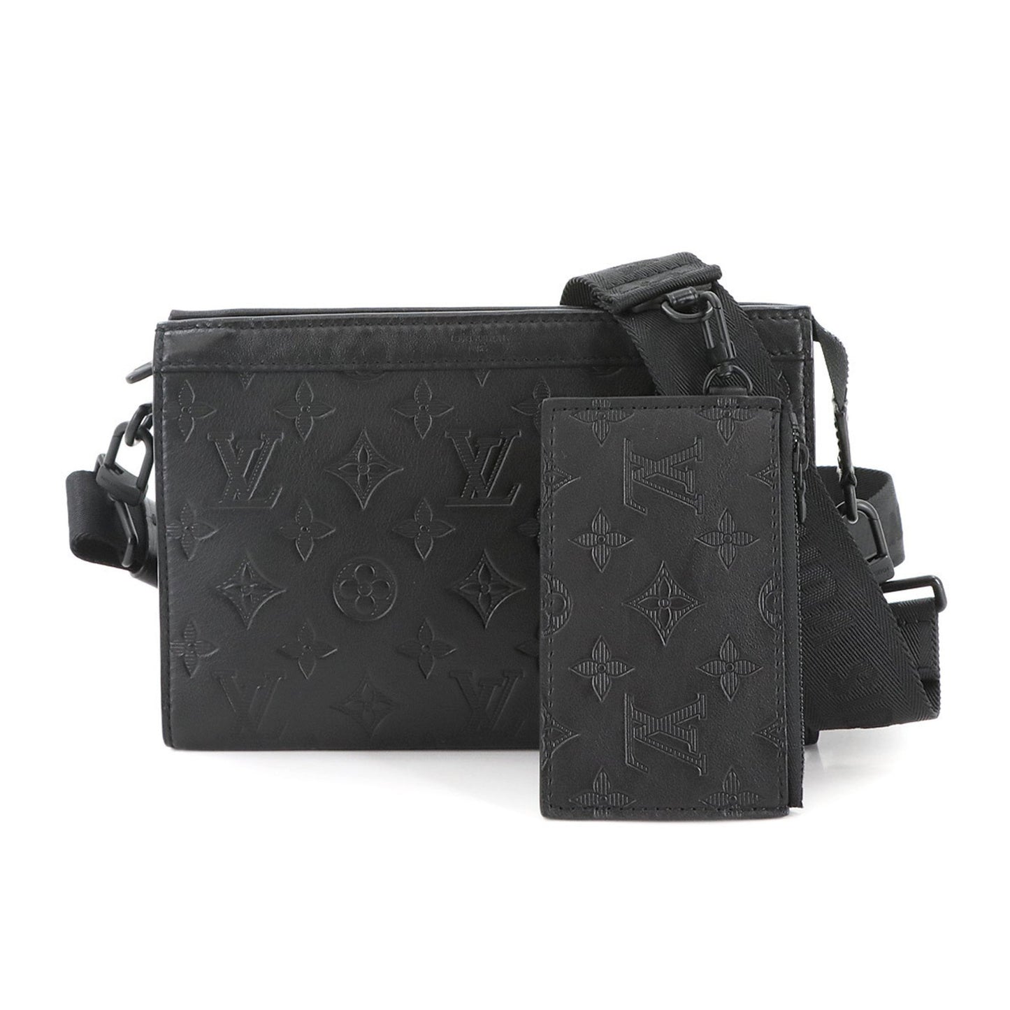 Louis Vuitton Monogram Shadow Gaston Wearable Wallet Shoulder Bag In Black Leather (M81115)