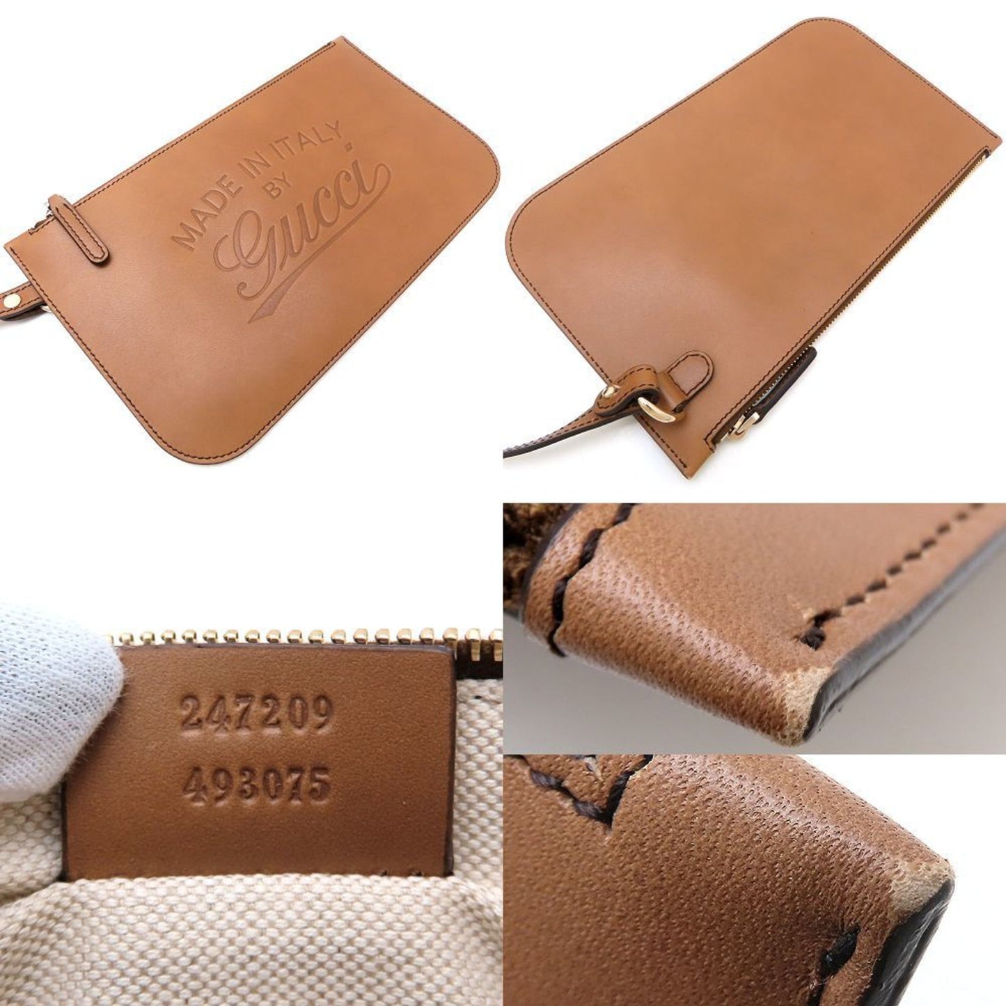 Gucci 247209 Tote Bag Gg Canvas X Leather Beige Brown