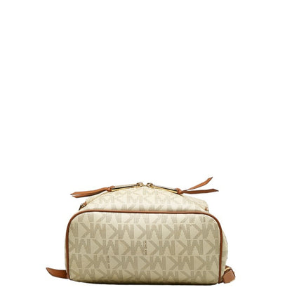 Michael Kors Patterned Backpack White Brown Pvc Leather