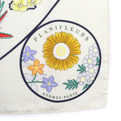 Hermes Carr 90 Plani Fleur 100% Silk Scarf