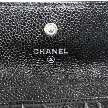 Chanel Camellia Caviar Leather Business Card Case