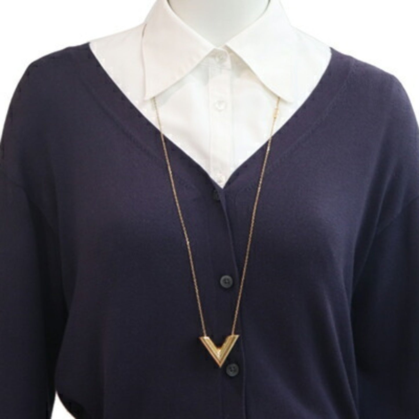 Louis Vuitton Necklace Essential V Mp1465 Gold Metal Pendant Long