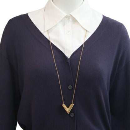Louis Vuitton Necklace Essential V Mp1465 Gold Metal Pendant Long