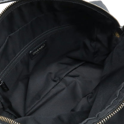 Chanel New Travel Line Handbag Tote Bag Nylon Jacquard Leather Black A15970
