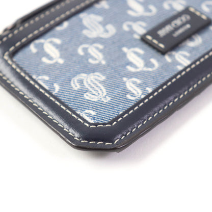 Jimmy Choo Casey Jc Monogram Denim Leather Wallet/Coin Case