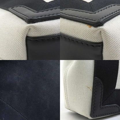 Balenciaga Handbag Navy Cabas Xs Canvas Leather Black X Ivory