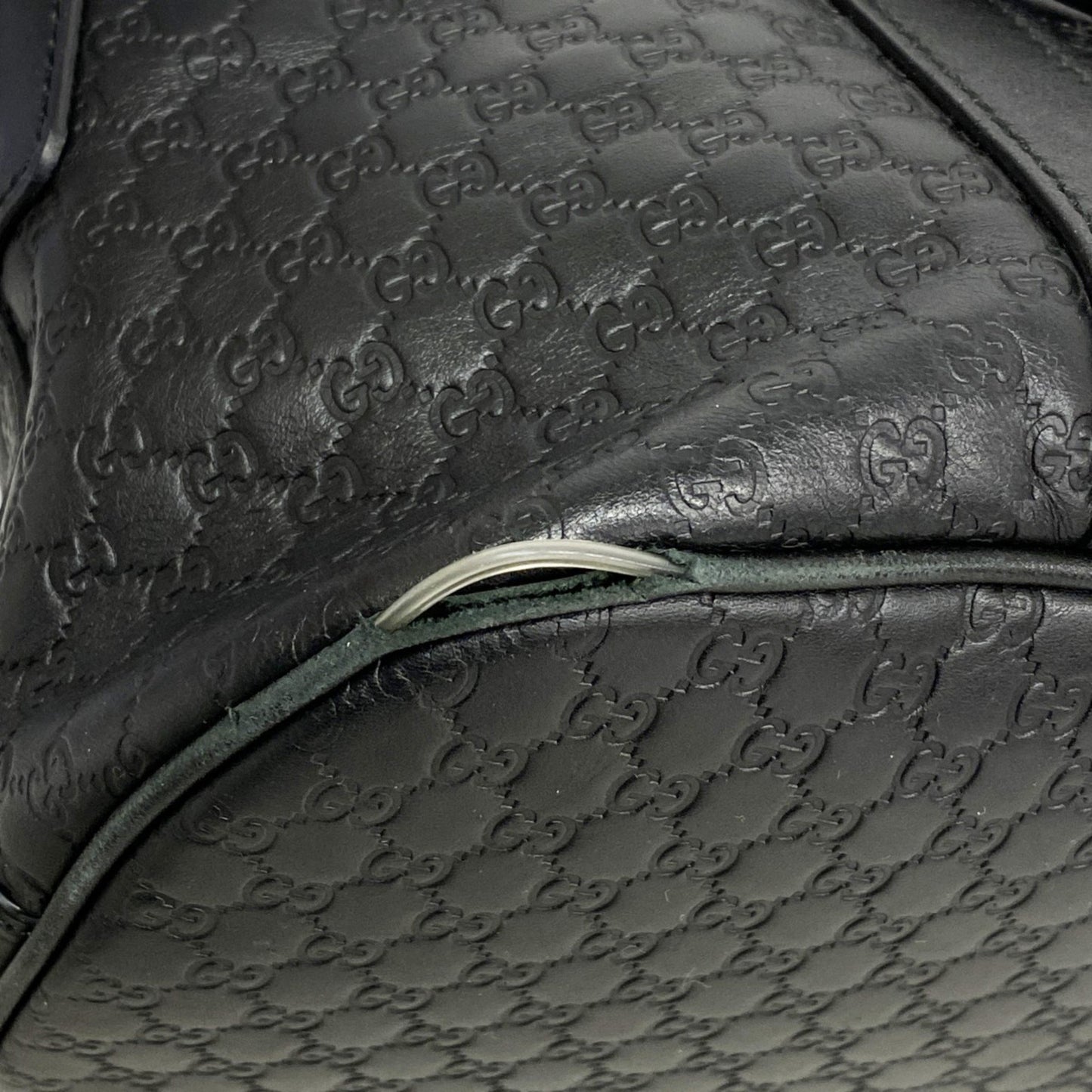 Gucci Micro Guccissima Handbag 449663 Leather Black Champagne