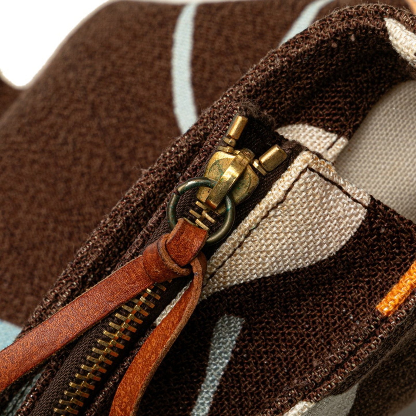 Miu Miu Miu Handbag Tote Bag Brown Orange Canvas Leather