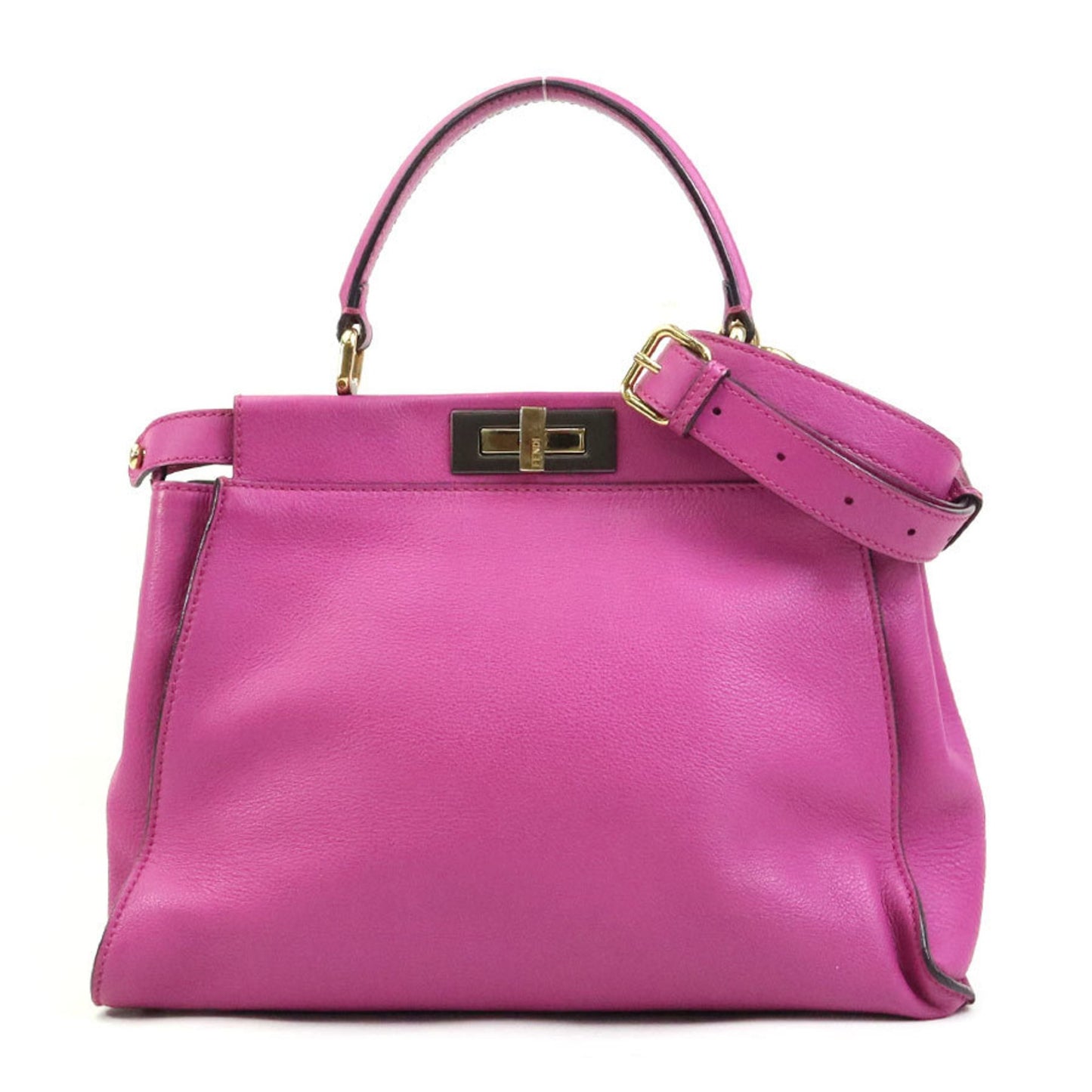 Fendi Handbag Shoulder Bag Peekaboo Leather Magenta