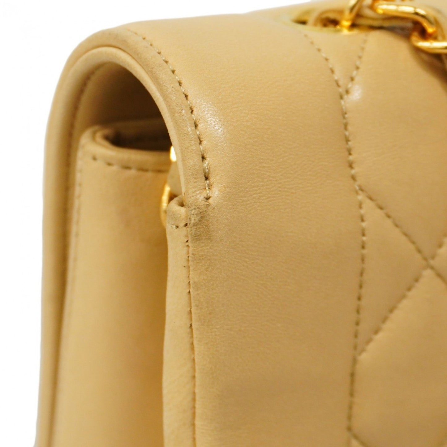 Chanel Diana Matelasse Chain Shoulder Bag In Beige Lambskin