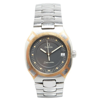 Omega Seamaster Polaris Watch 2510.40 Quartz Gray Dial Stainless Steel Yellow Gold