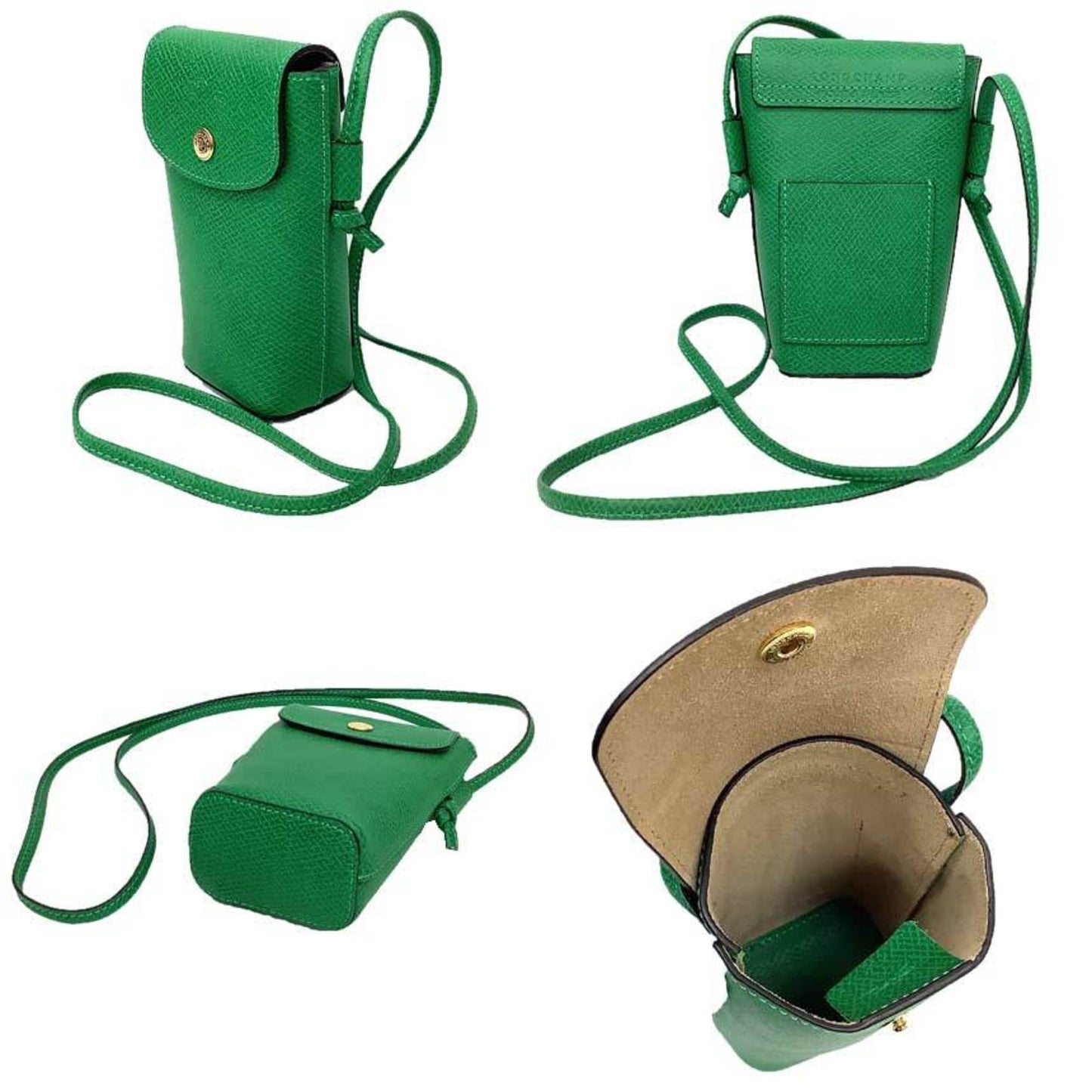 Longchamp 34193 Hyz Shoulder Bag Epuree Smartphone Crossbody Pochette Leather Vert / Vert (129)