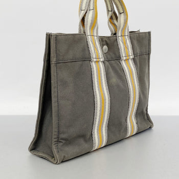 Hermes Handbag Foul Tou Pm Canvas Grey Orange