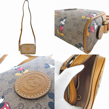 Gucci Shoulder Bag X Disney Leather Brown Multicolor Gold