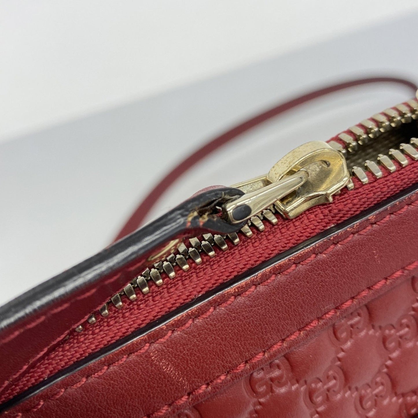 Gucci Micro Guccissima Handbag 449654 Leather Red Champagne