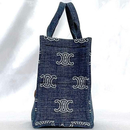 Celine 2-Way Cabatais Bag F-23699 In Blue And Brown Triomphe (199162Fed.07At) Denim