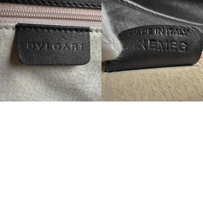 Bvlgari Handbag Canvas Leather Black Silver
