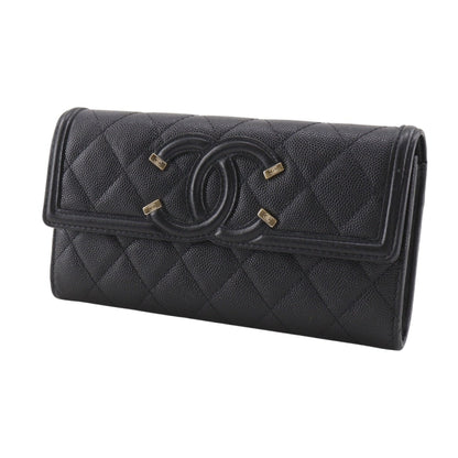 Calfskin Chanel Long Wallet (Bi-Fold) Grained