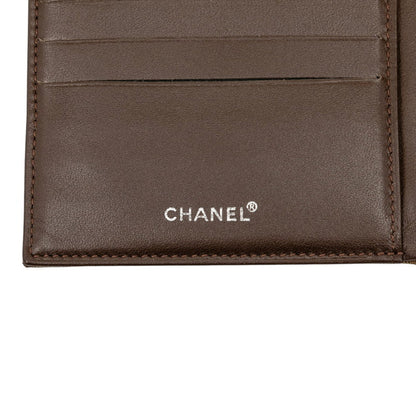 Chanel New Travel Line Coco Mark Bifold Wallet Khaki Nylon Leather