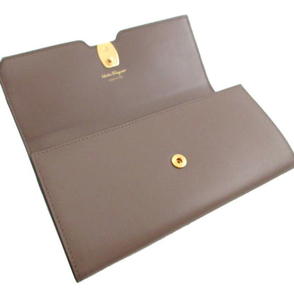 Like New Salvatore Ferragamo Vara Ribbon Leather Grey Bi-Fold Long Wallet 0502Salvatore