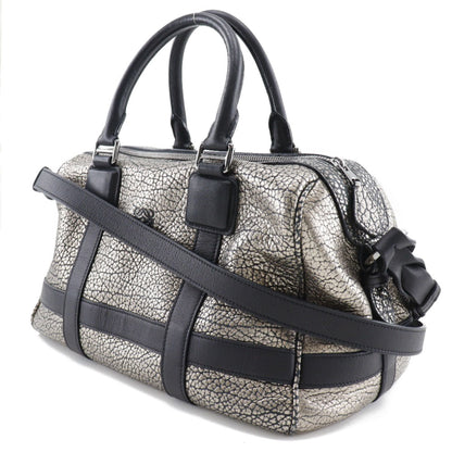 Loewe 2Way Shoulder Handbag Mini Boston Calf Black/Silver