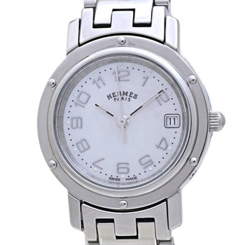 Hermes Clipper Nacre White Shell Watch With New Buckle