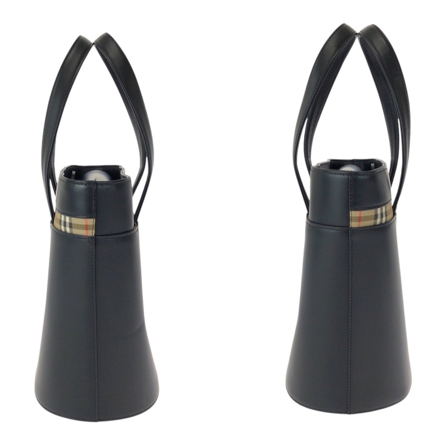 Burberry Nova Check Black Leather Tote Bag