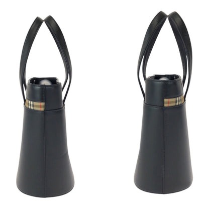 Burberry Nova Check Black Leather Tote Bag