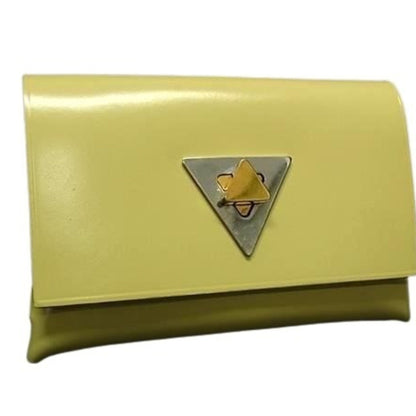 Bottega Veneta Triangle Wallet/Coin Case 651446 Pastel Yellow Leather Turn Lock