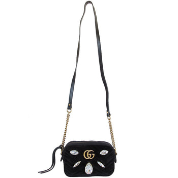 Gucci Shoulder Bag Gg Marmont Velvet Black