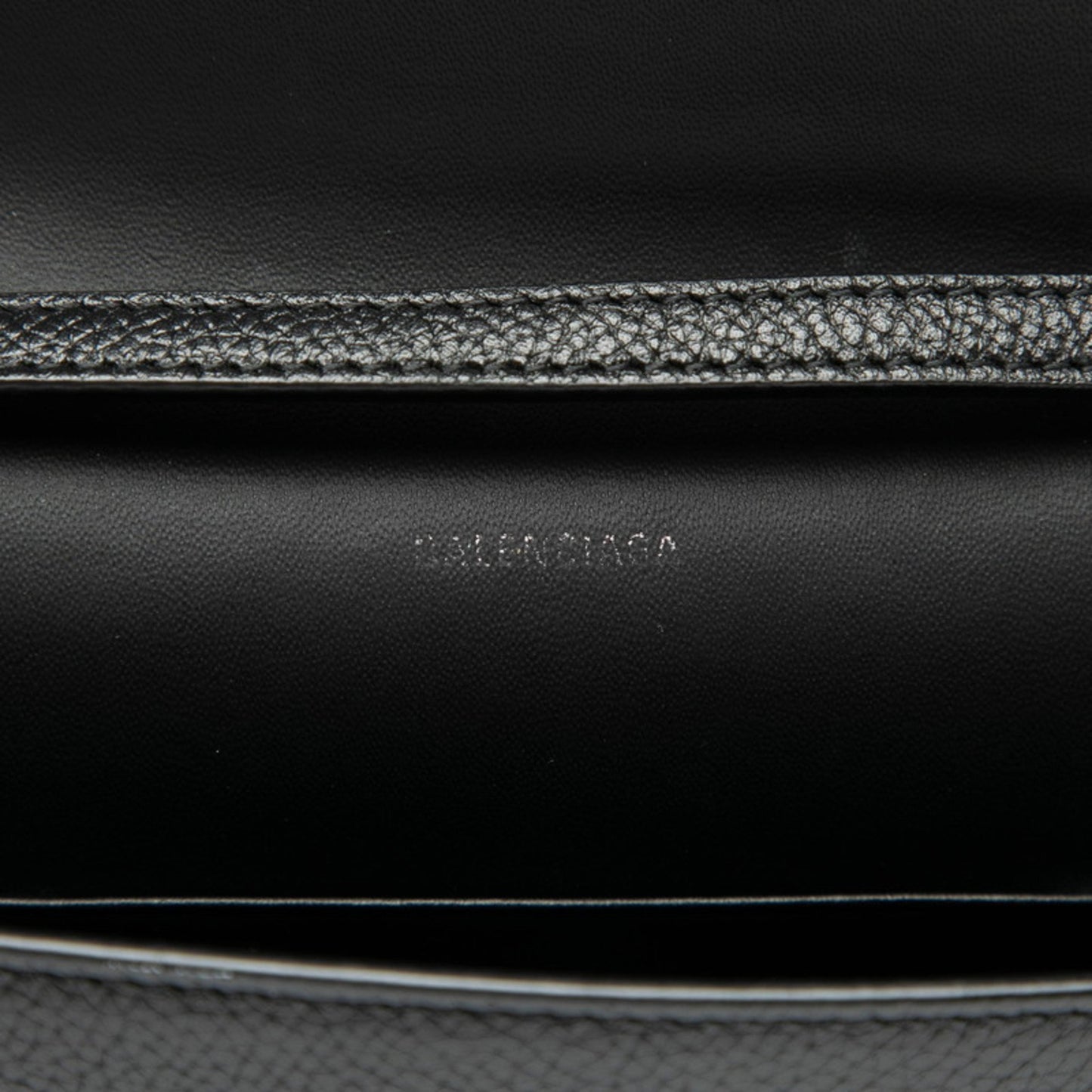 Balenciaga Logo Shoulder Bag 674892 Black Leather