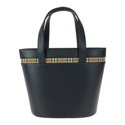 Burberry Nova Check Black Leather Tote Bag
