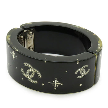 Chanel Bangle Bracelet Coco Mark Rhinestone Resin Black 07 A