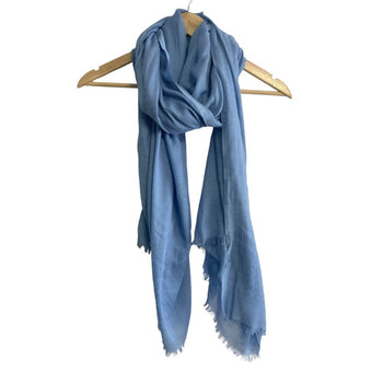 Gucci Gg Pattern Cashmere Blend Scarf Shawl Muffler Blue
