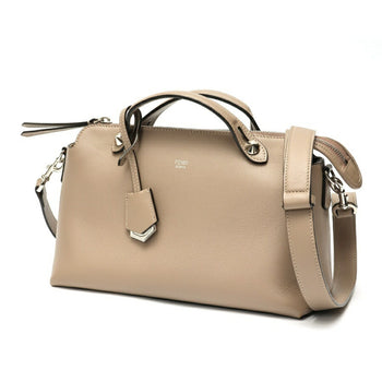 Fendi By The Way Medium Boston Bag 8Bl146 Leather Greige S-158686