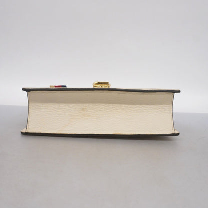 Gucci Sylvie Handbag 524405 Leather Ivory Gold