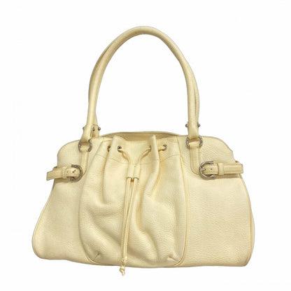 Salvatore Ferragamo Gancini Leather Handbag In Ivory