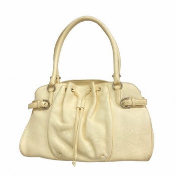 Salvatore Ferragamo Gancini Leather Handbag In Ivory
