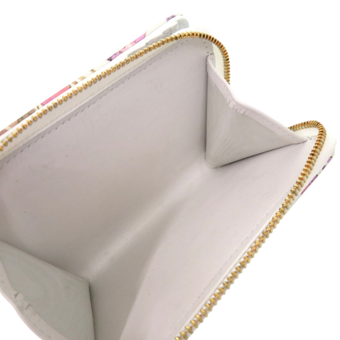 Christian Dior Caro Scarlet Flower 98 Ma 0214 Calfskin White Bifold Wallet 0438