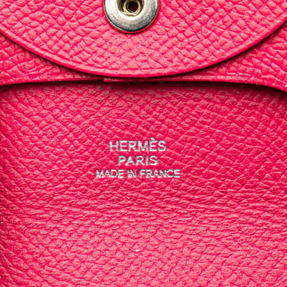 Herms Bastia Wallet/Coin Purse Pink Epsom Leather
