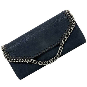 Stella Mccartney Bifold Long Wallet Navy Silver Falabella 391835 Polyester Metal Stella Mccartney