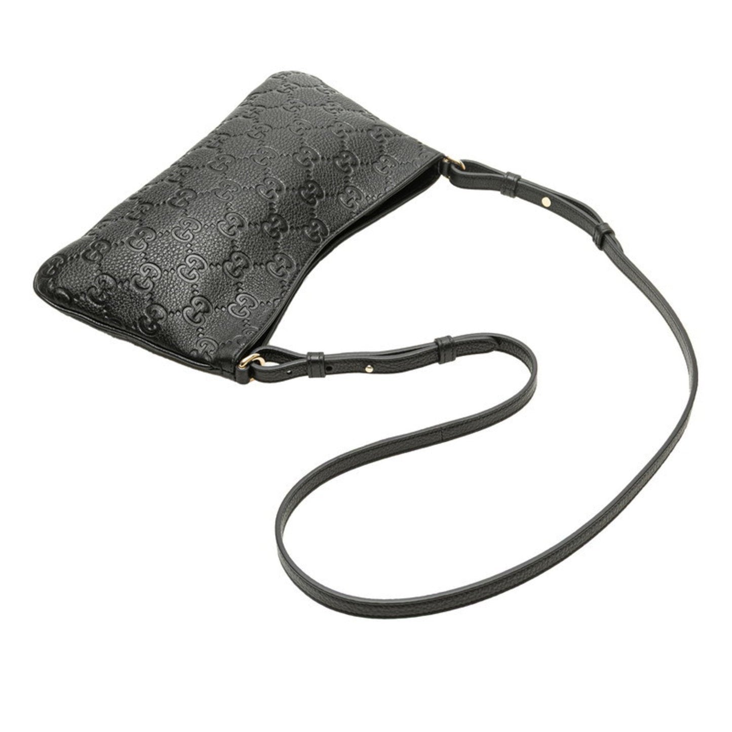 Gucci Gg Emblem Medium Chain Handbag/Shoulder Bag 2Way 815277 Black Leather