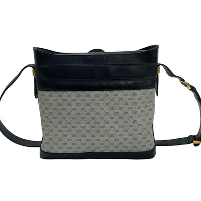 Gucci Old Gucci Micro Gg Logo Hardware Leather Genuine Shoulder Bag Pochette Navy 03913