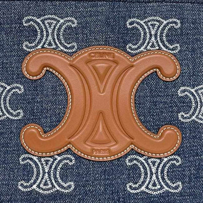 Celine 2-Way Cabatais Bag F-23699 In Blue And Brown Triomphe (199162Fed.07At) Denim