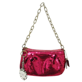 Coach Sequin Accessory Pouch Party Bag Chain Handbag 14368 Pink